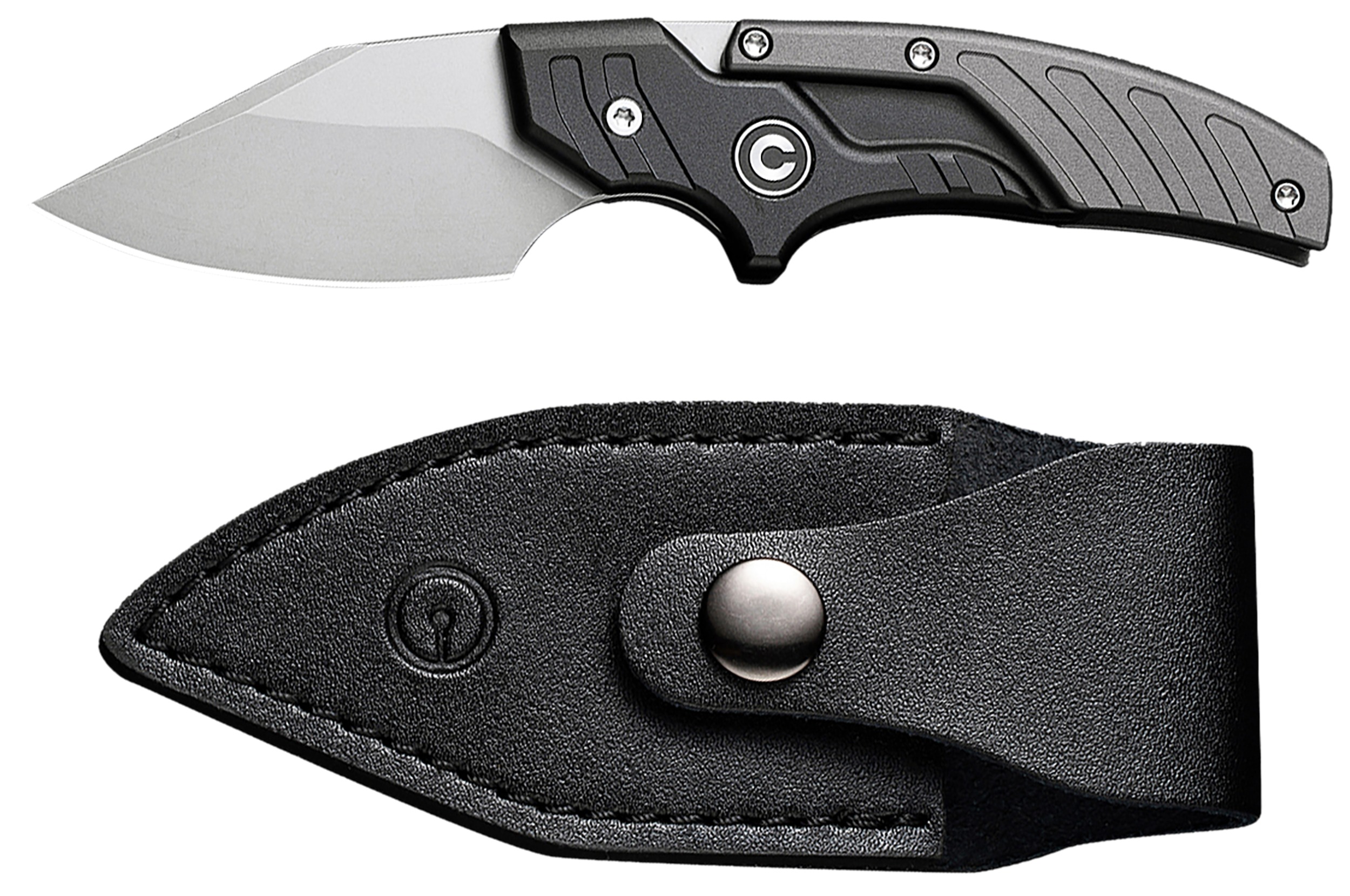 Civivi Knives C21036-3 Typhoeus 2.27" Adjustable Fixed Stonewashed Plain 14C28N Steel Blade, 3.98" Black/Gray Textured Aluminum Handle