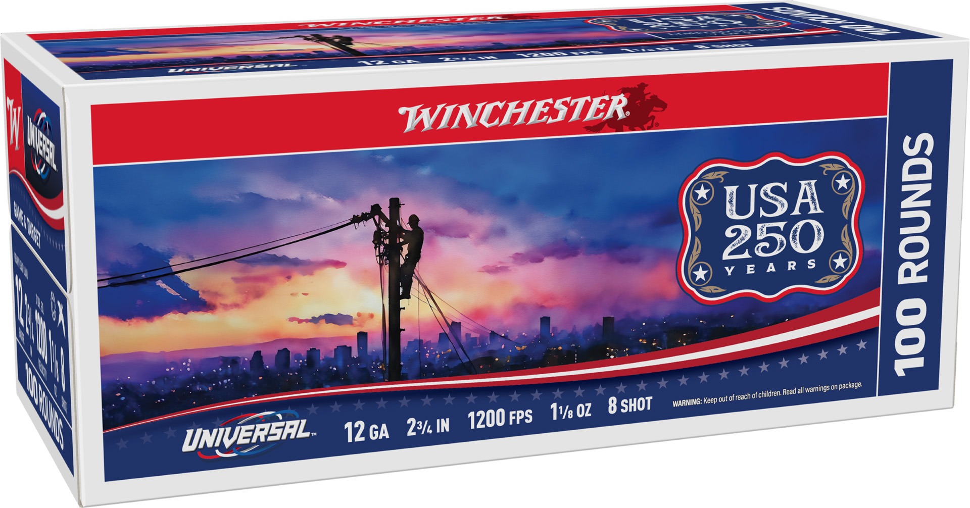 Winchester Universal 12 GA 2.75" 1-1/8oz #8 100rd Box