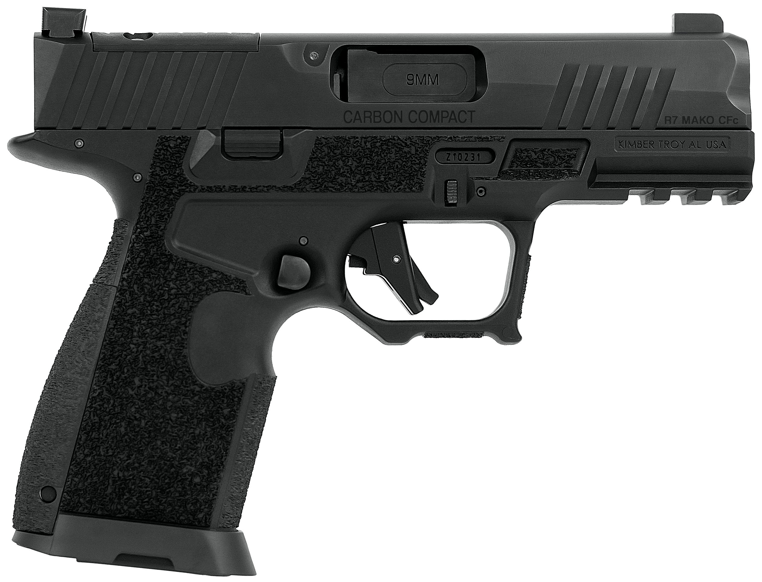 Kimber Mfg.,inc 3800016 R7 Mako Carbon Compact OR 9mm 15+1 3.92" FNC Stainless Steel Slide Molded Stippling Interchangeable Modular Backstrap Grip