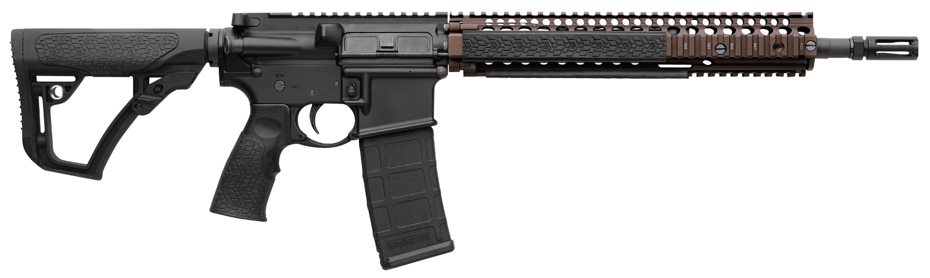 Daniel Defense 0208806027011 DDM4 M4A1 5.56x45mm NATO 30+1 14.50" Threaded Barrel, Black Hard Coat Anodized Receiver, 6 Position Stock w/SoftTouch Overmolding, Flat Dark Earth Handguard