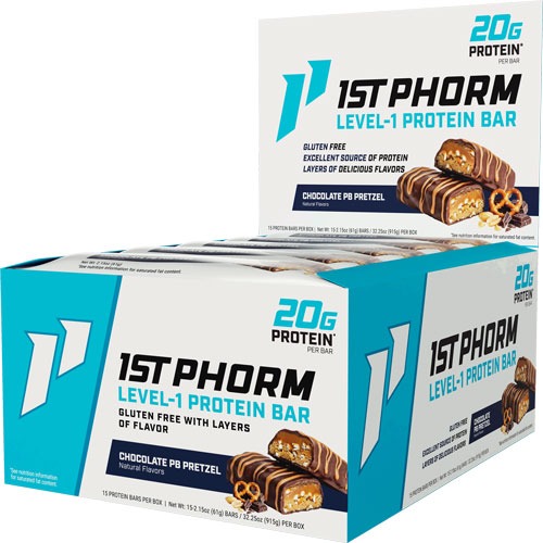 1st Phorm Level-1 Protein Bar Chocolate PB Pretzel 15 Count Box