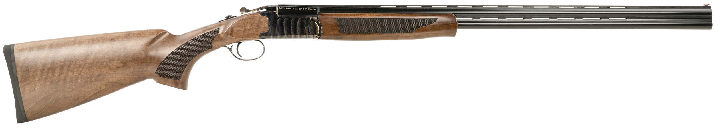 Pointer KAR2828HT Acrius  Full Size 28 Gauge Break Open 2.75" 2rd 28" Black Over/Under Vent Rib Barrel, Color Case Hardened Steel Receiver, Fixed Turkish Walnut Stock, Ambidextrous