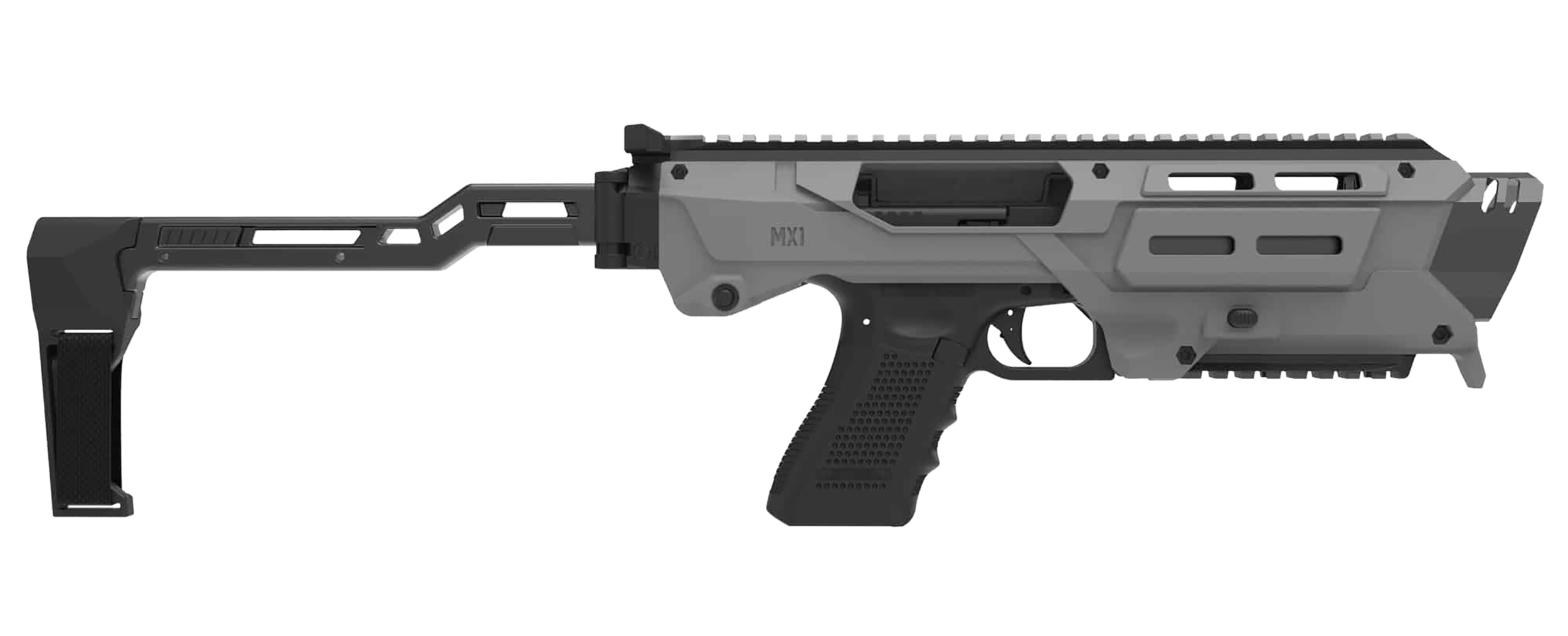 Meta Tactical Llc MX1-PS-GY MX-1 Conversion Kit Compatible w/Glock, Gray Aluminum Frame w/M-LOK & Picatinny Rail, Black Polymer Folding Stabilizer