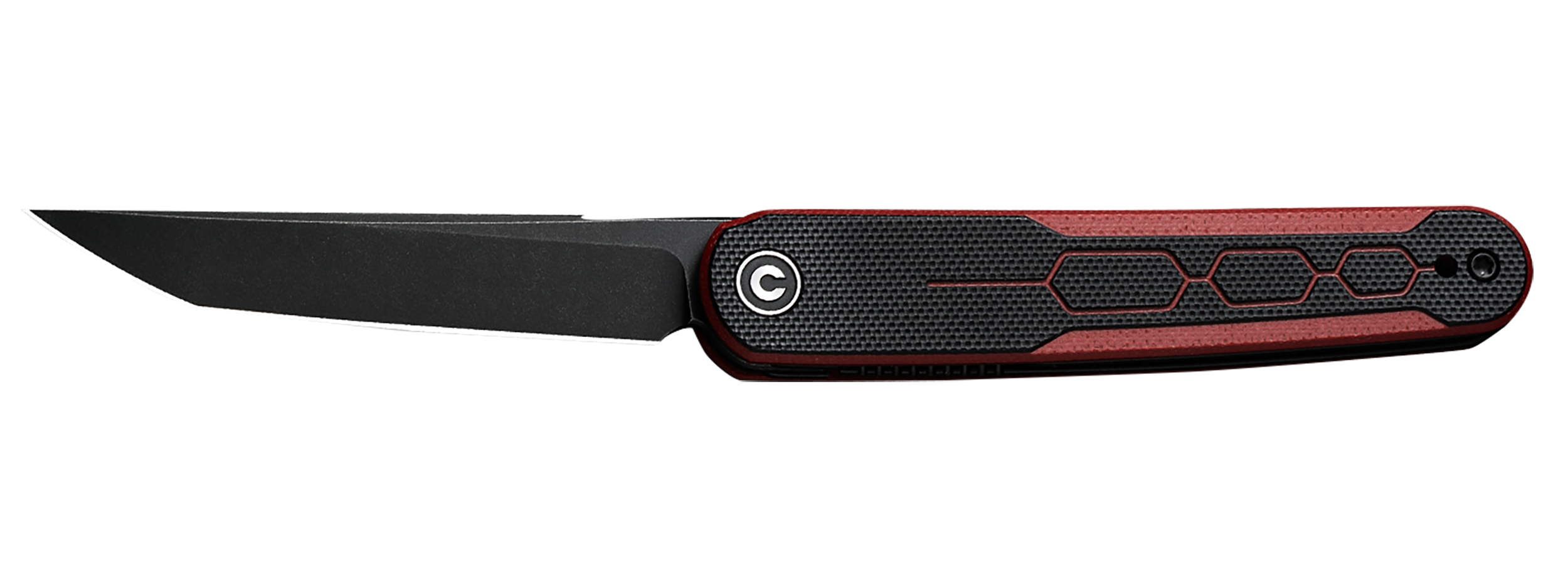 Civivi Knives C23015-1 KwaiQ  2.97" Folding Plain Black Stonewashed Nitro-V Steel Blade, Black/Burgundy Textured G10 Handle