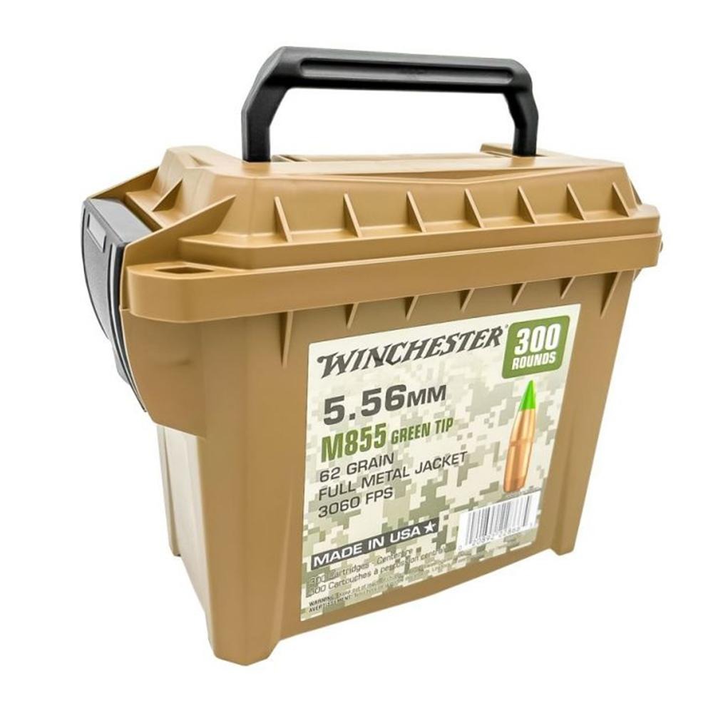 Winchester Lake City M855 Rifle Ammunition 5.56X45 NATO 62 gr. FMJ 3060 fps 300/ct (Polymer Ammo Can)