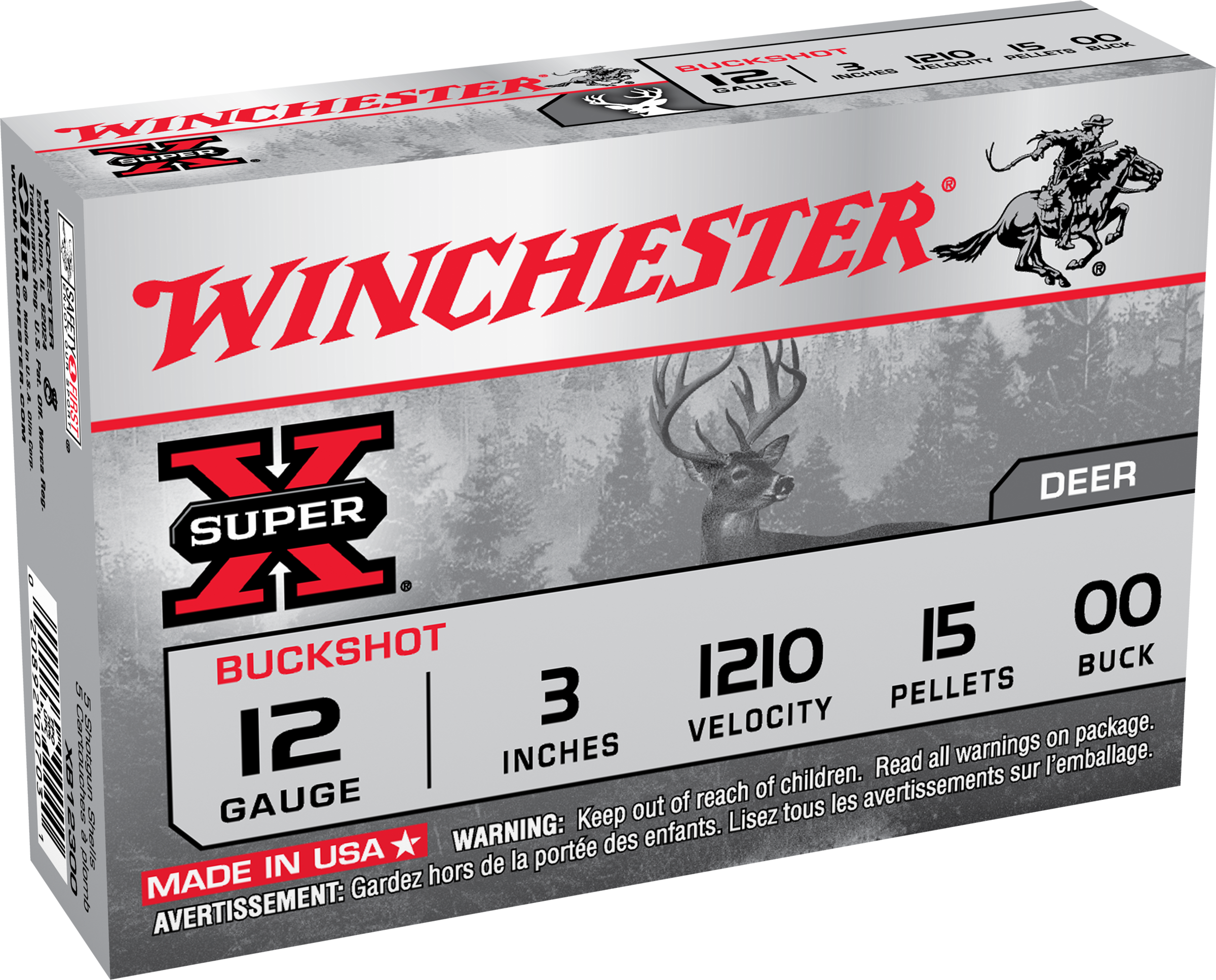 Winchester Ammo XB12300VP Super X 12Gauge 3" 15Pellets 00Buck Shot 15 Per Box/10 Case *Value Pack
