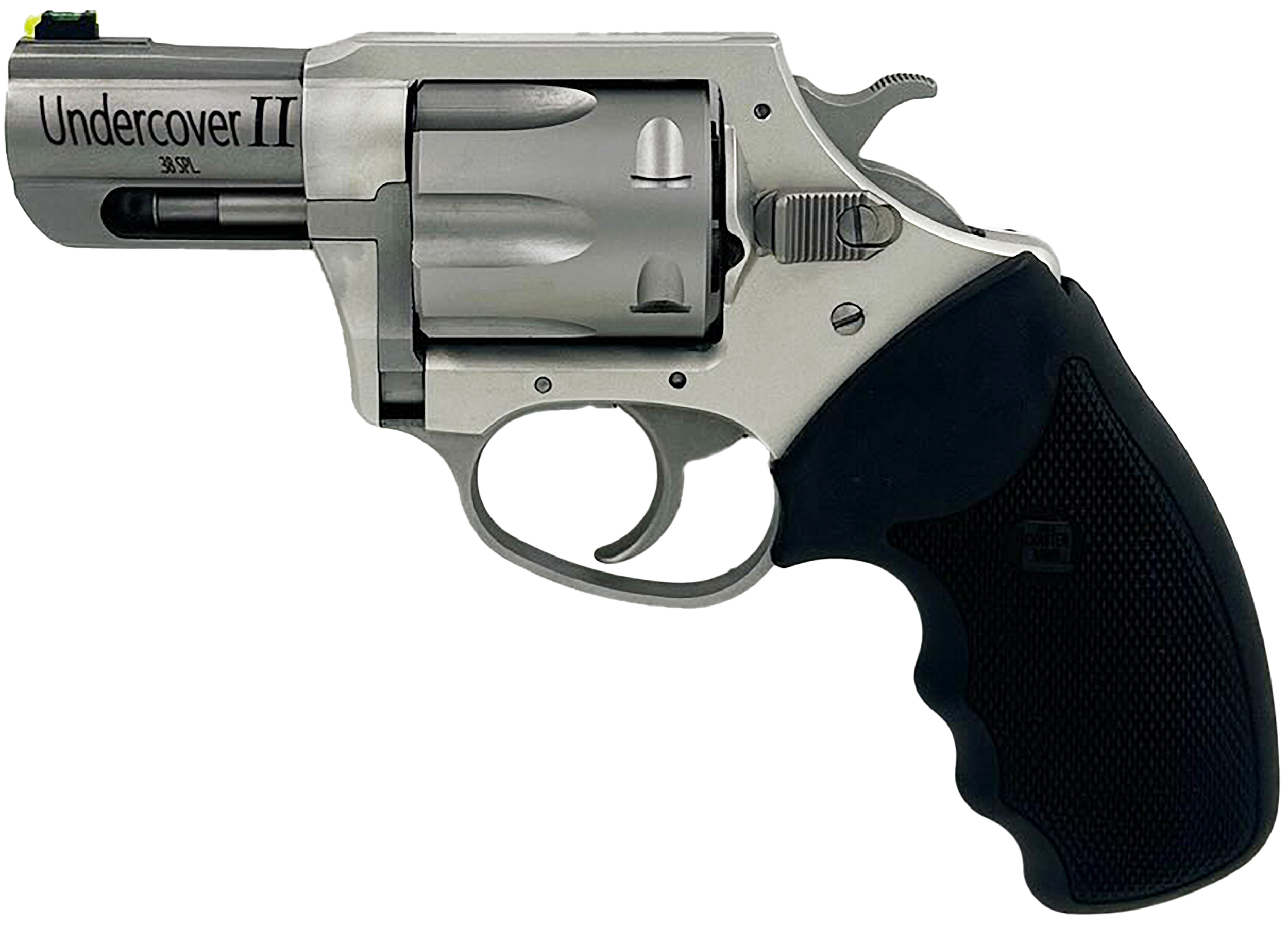 Charter Arms 53620 Undercover II Large 38 Special, 6 Shot 2.20" Matte Stainless Steel Barrel & Cylinder, Anodized Aluminum Frame w/Black Finger Grooved Rubber Grip, Exposed Hammer