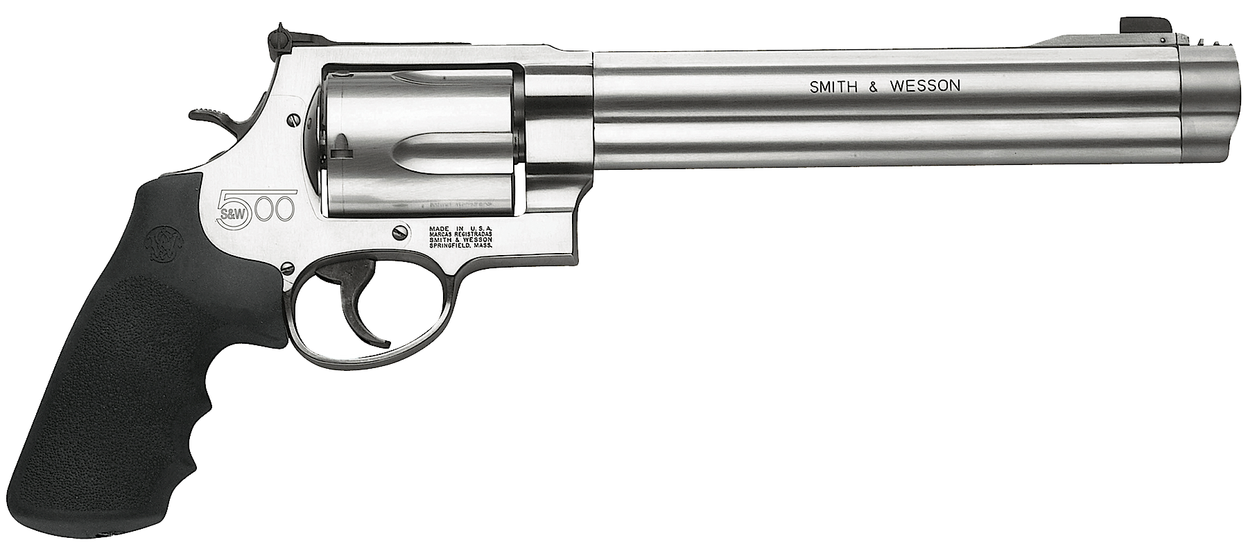 Smith & Wesson 163500 Model 500  500 S&W Mag Stainless Steel 8.38" Barrel & 5rd Cylinder, Satin  Stainless Steel X-Frame, Fixed Compensator, Internal Lock