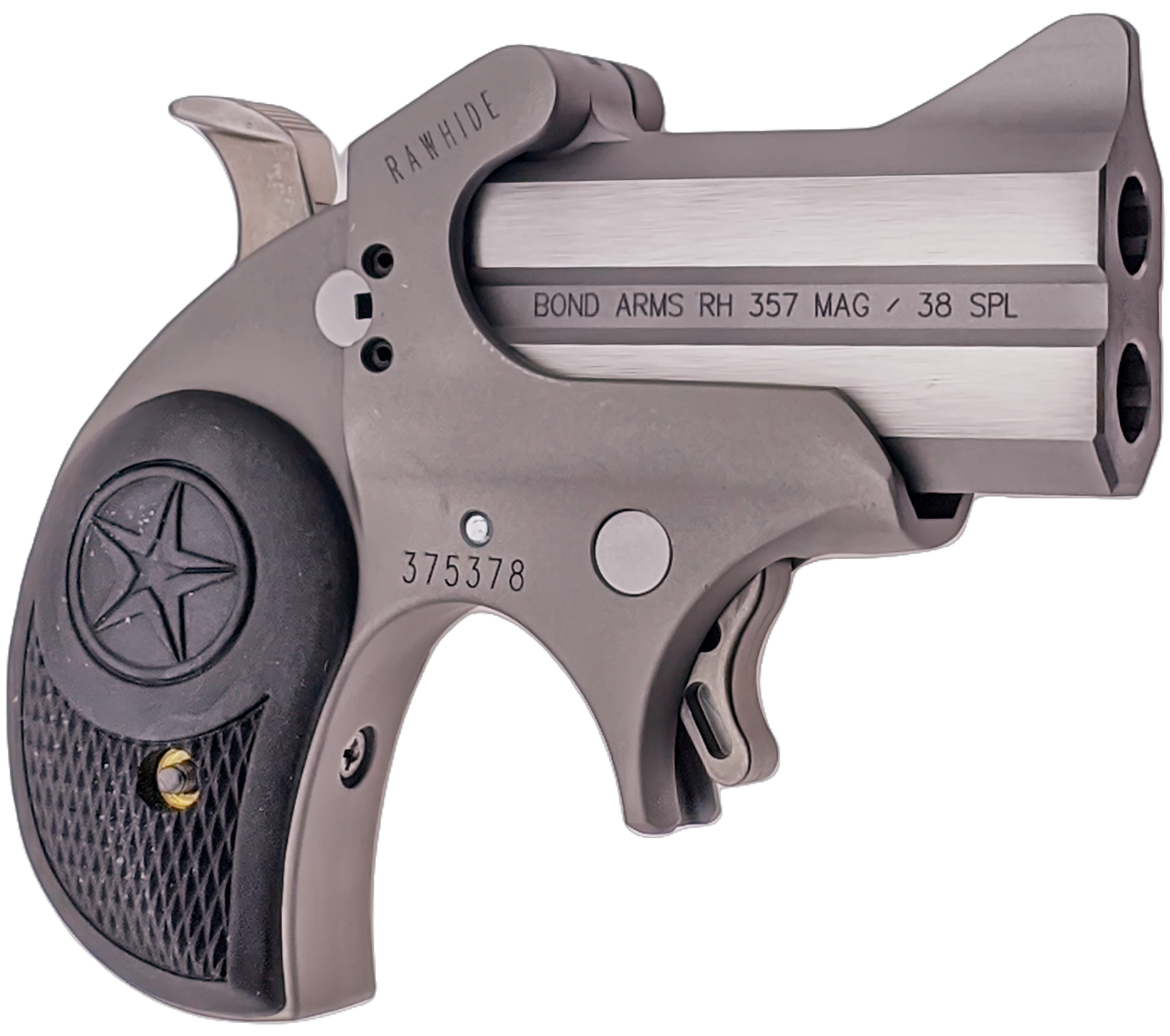 Bond Arms BARHR Rawhide Rough Series 38 Special/357 Mag 2 Shot 2.50" Rough Matte Stainless Steel Barrel Rough Matte Stainless Steel Frame Black Rubber Grips