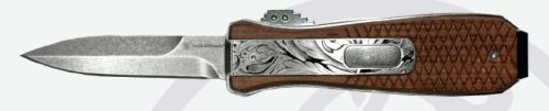 S&W KNIFE UNWAVERED OTF 3" SPEAR POINT SATIN/WOOD