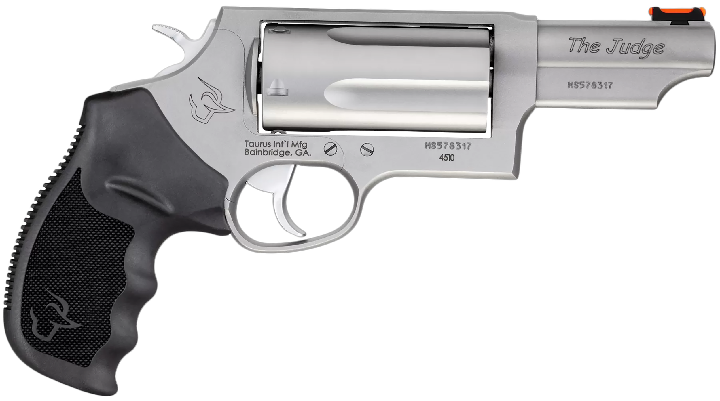 Taurus 2-441039MAG Judge Magnum Compact 45 Colt (LC)/410 Mag 5rd, 3" Matte Stainless Steel Barrel, Cylinder & Frame, Black Finger Groove Grip, Exposed Hammer