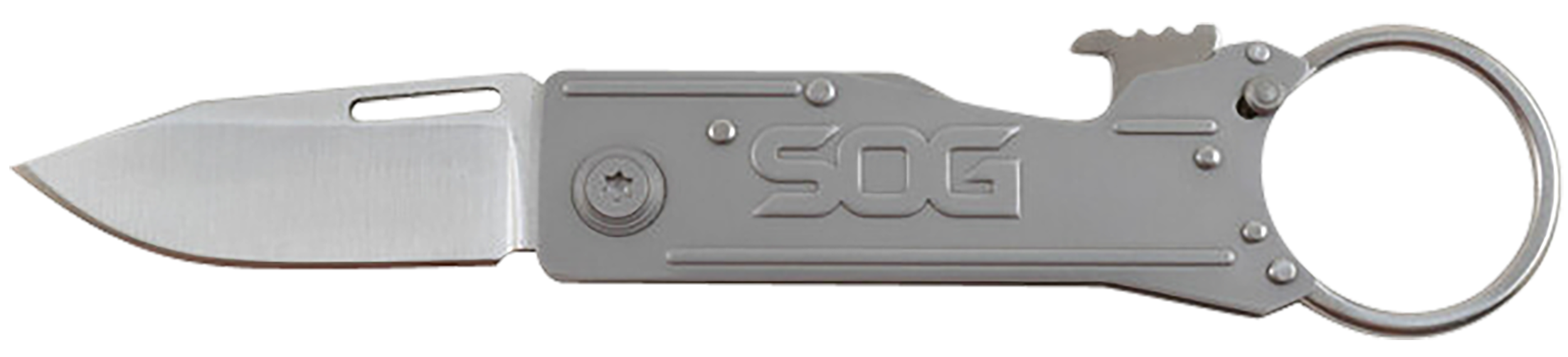 S.O.G SOG-KT1001-C KeyTron  1.80" Folding Plain Clip Point Grey 5Cr13MoV SS Blade/ Grey Stainless Steel Handle