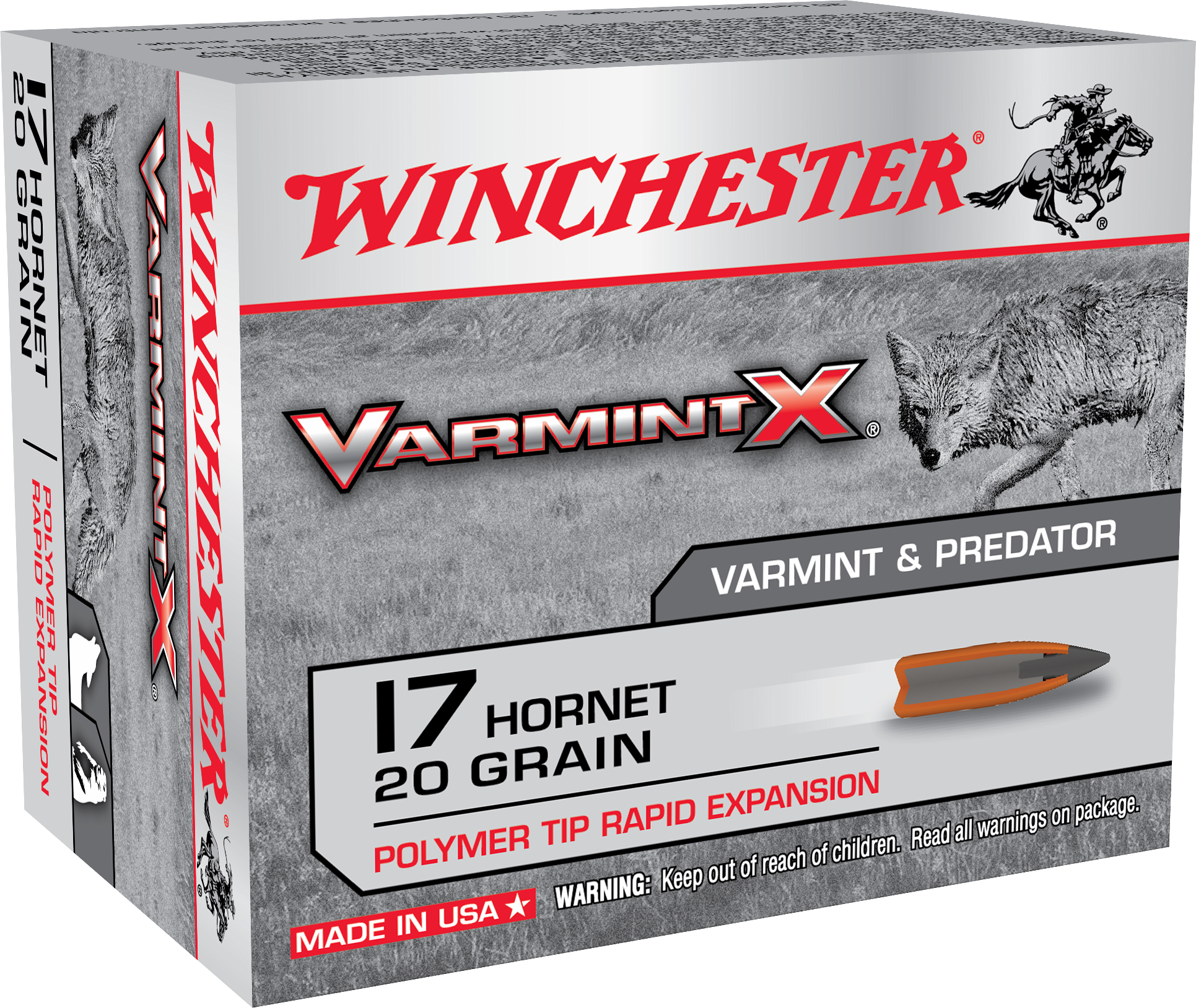 Winchester Ammo X17P Varmint X  17Hornet 20gr Polymer Tip Rapid Expansion 20 Per Box/10 Case