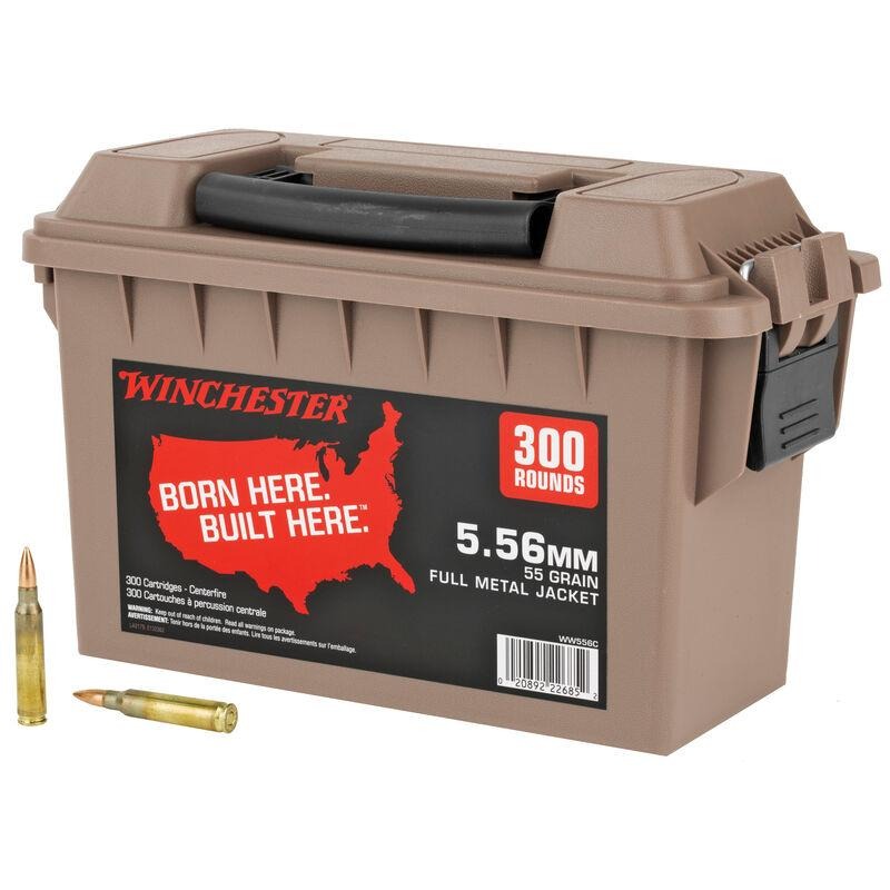 Winchester Lake City M193 Rifle Ammunition 5.56X45 NATO 55 gr. FMJ 3270 fps 300/ct (Polymer Ammo Can)