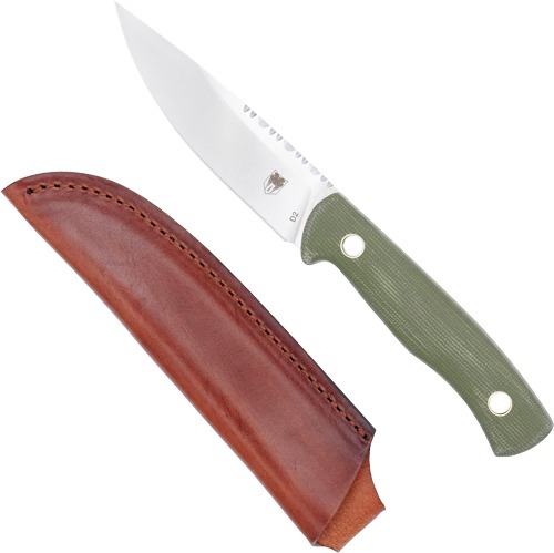 COBRATEC KOONSMAN 4" FIXED BLD OD GREEN D2 W/LEATHER SHEATH!