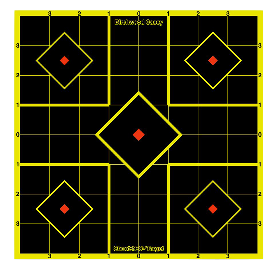 Birchwood Casey 34112 Shoot-N-C Reactive Target Self-Adhesive Paper Multi Color 8" 5-Diamond 15 Pack