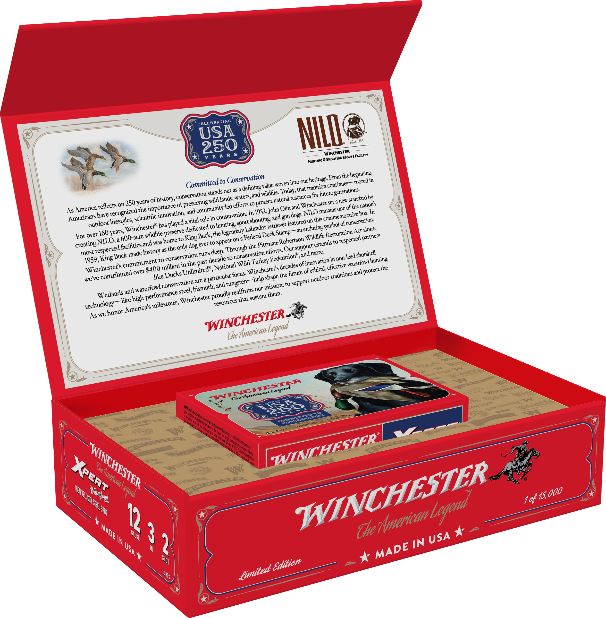 Winchester Ammo WEX12250 USA 250th Commemorative Box Series 12Gauge 3" 1 1/8oz 2Shot 10 Per Box/6 Case