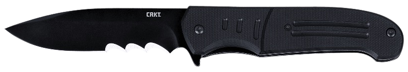 CRKT 6885 Ignitor 3.48" Folding Drop Point Part Serrated Black Oxide 8Cr13MoV SS Blade/Black G10 Handle Includes Pocket Clip