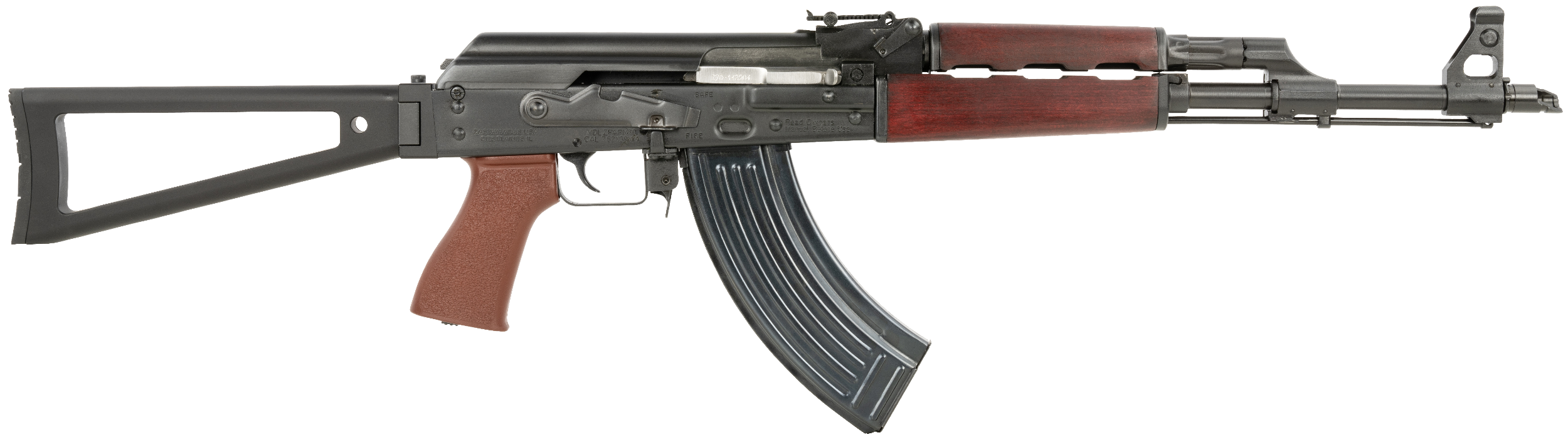 Zastava Arms Usa ZR7762RTF ZPAPM70  7.62x39mm 30+1 16.30" Black Chrome Lined Steel Barrel, Black Serbian Red Wood Handguard, Black Synthetic Folding Triangle Stock, Black Synthetic Grip