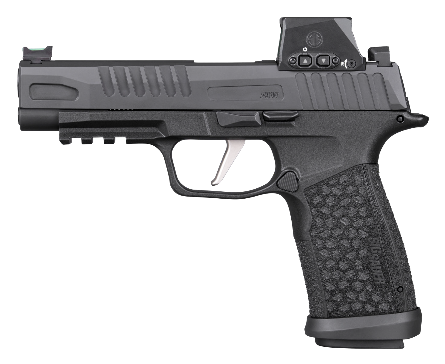 Sig Sauer 365XF9BFORXSL P365 Fuse w/Optic Compact 9mm Luger 21+1 4.30" Black DLC Barrel, Black Nitron Stainless Steel Serrated w/Optic Slide, Black DLC Stainless Steel Frame w/Beavertail & Picatinny R