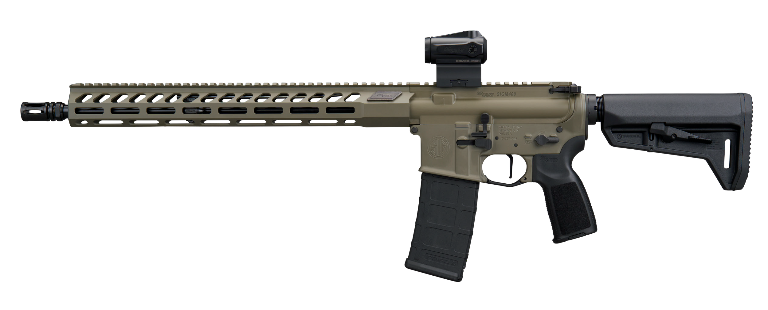 Sig Sauer RM400556N16BFORGEMSGRN M400 Forge 5.56 NATO 30+1 16" Moss Green Cerakote Alloy Receiver w/Picatinny Rail, M-LOK Handguard, Magpul SL-K Black Polymer Stock, Black Polymer Grip, Sig ROMEO MSR