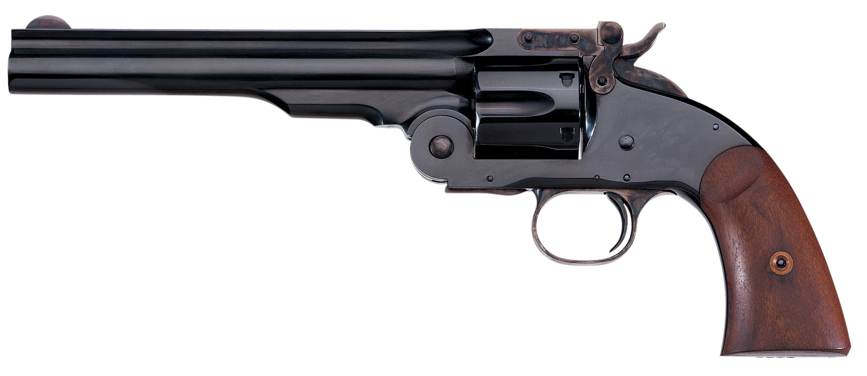Taylors & Company 550677 Second Model Schofield 38 Special Caliber with 7" Barrel, 6rd Capacity Cylinder, Overall Blued Finish Steel & Walnut Grip