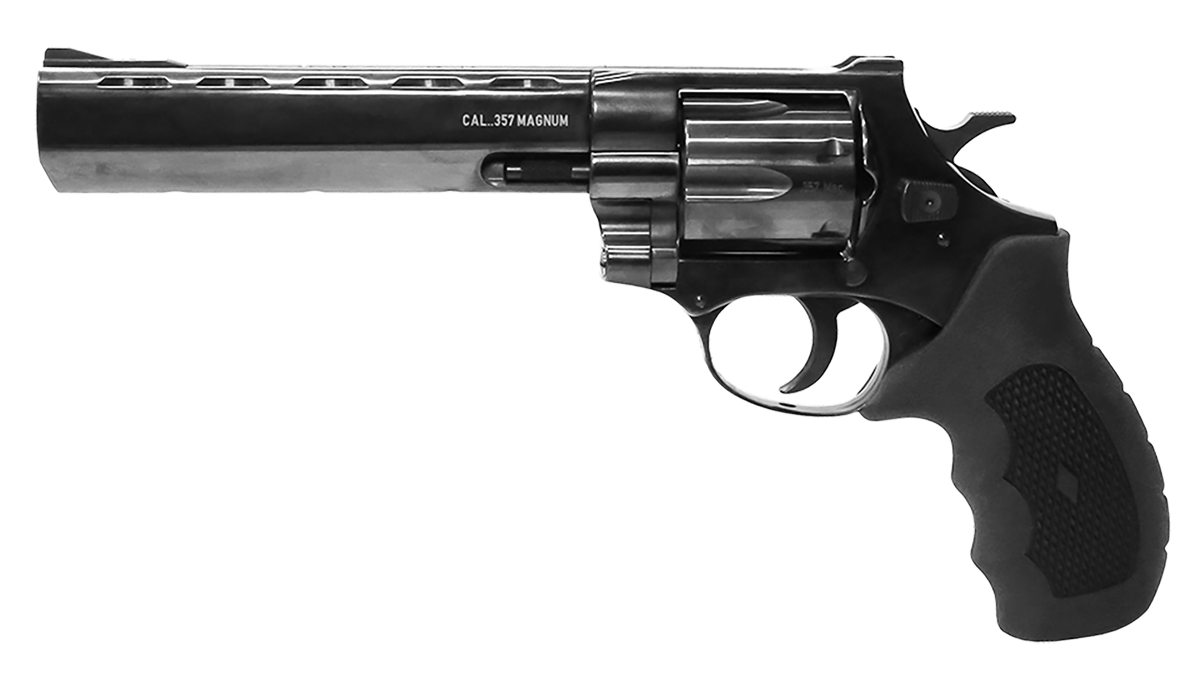 Weihrauch Guns 770134 Windicator  357 Mag 6rd 6" Blued Steel Barrel,  Cylinder & Frame, Ramp Front/Fixed Rear Sights, Exposed Hammer, Finger Grooved Black Rubber Grip