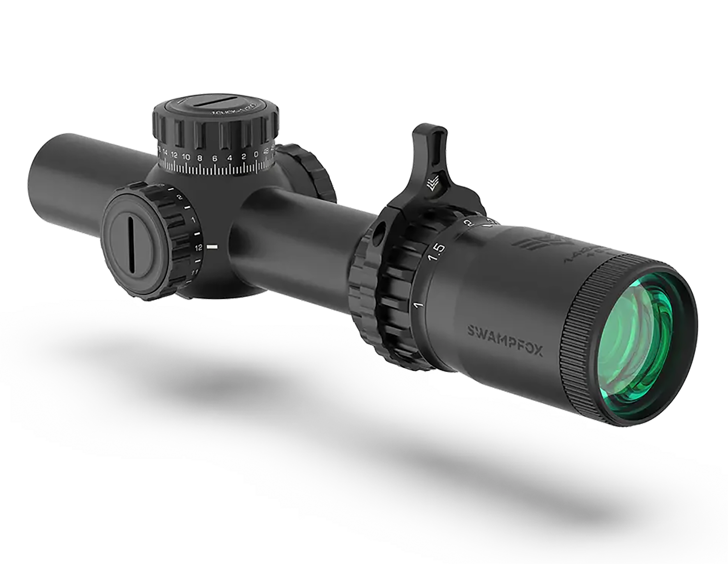 Swampfox Optics THK14241RF Tomahawk II  Black 1-4x 24mm 30mm Tube Bright Fiber Optic Red Reticle