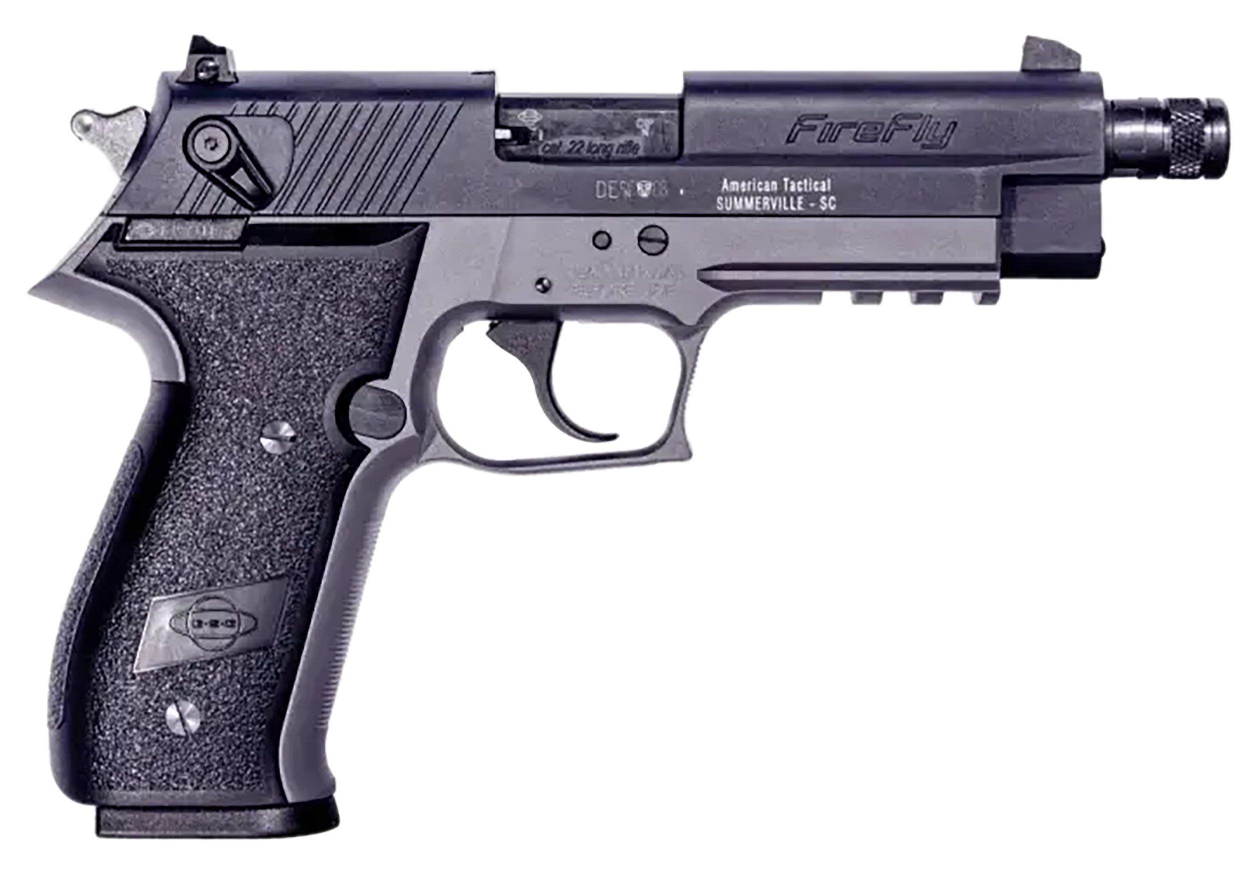 GSG GERG2213TFFSA FireFly  22 LR 13+1 4.90" Black Threaded Barrel, Aluminum Serrated Slide, Smoke Gray Aluminum Frame w/Picatinny Rail, Textured Grip