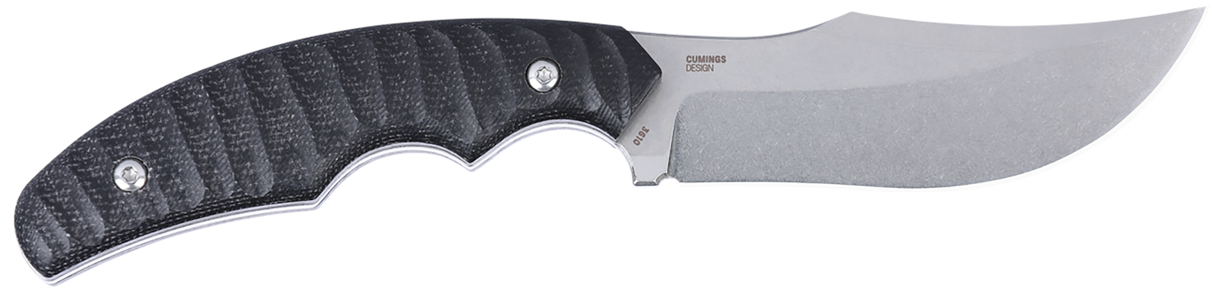 CRKT 3610 Burrower 3.66" Fixed Clip Point Plain Stonewashed D2 Steel Blade, Black Textured Micarta Handle