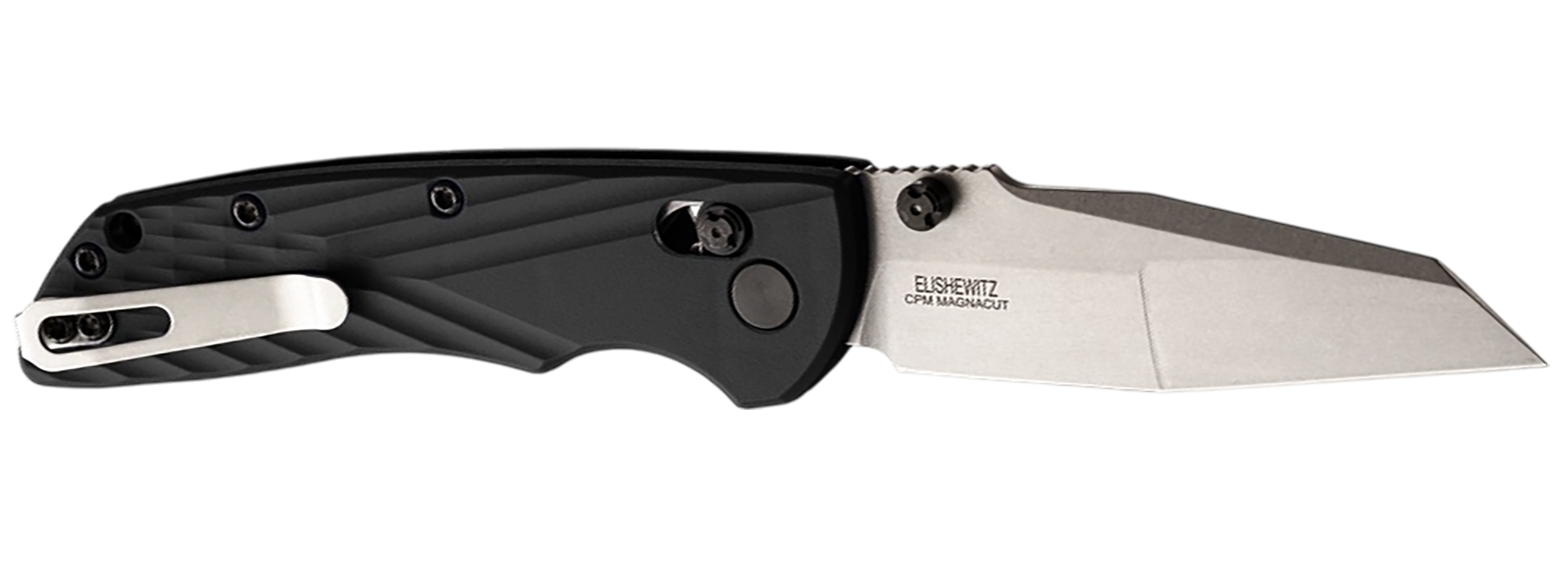 Hogue 24369 Deka  3.25" Folding Modified Wharncliffe Plain Stone Tumbled CPM MagnaCut Steel Blade, Black Textured GRN Handle
