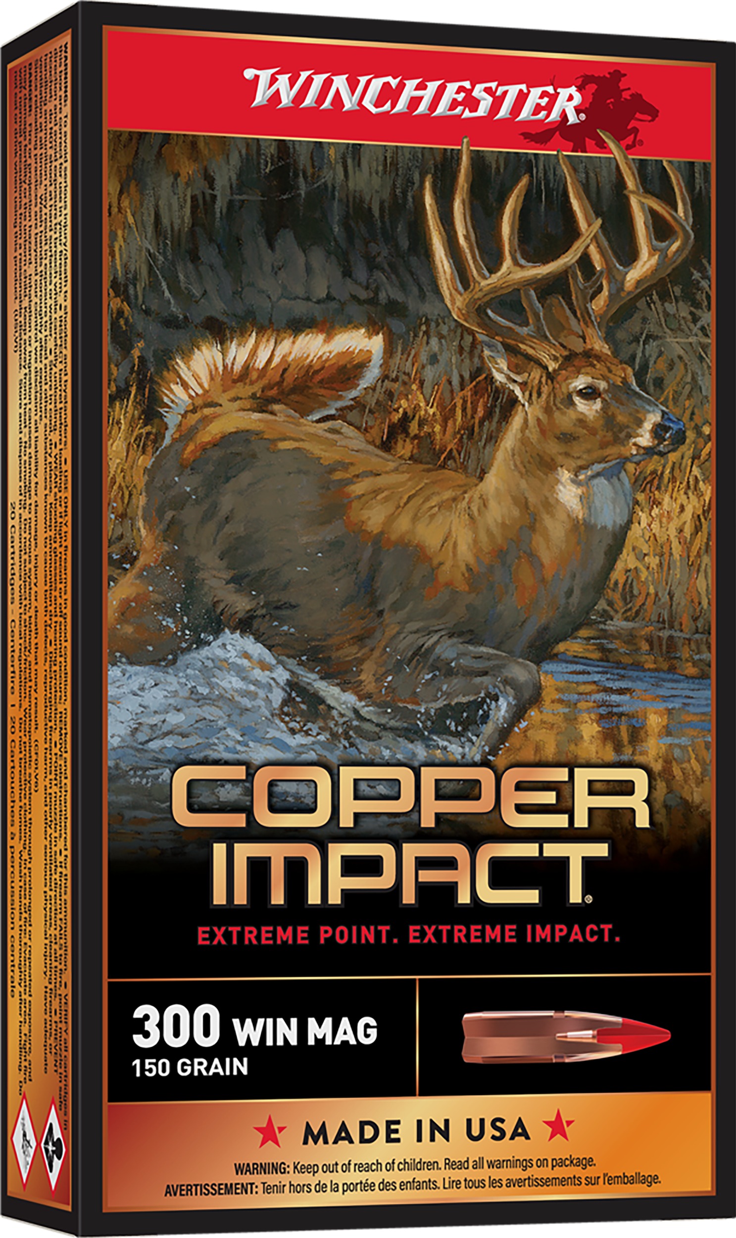 Winchester Ammo X300CLF Copper Impact  300WinMag 150gr Copper Extreme Point Lead Free 20 Per Box/10 Case