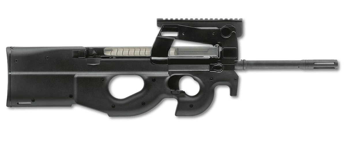 FN 3848950440 PS90  5.7x28mm 10+1 16" Black Ported Barrel, Black w/Picatinny Rail Aluminum Receiver, Matte Black Synthetic Bullpup w/Thumbhole Stock, Ambidextrous