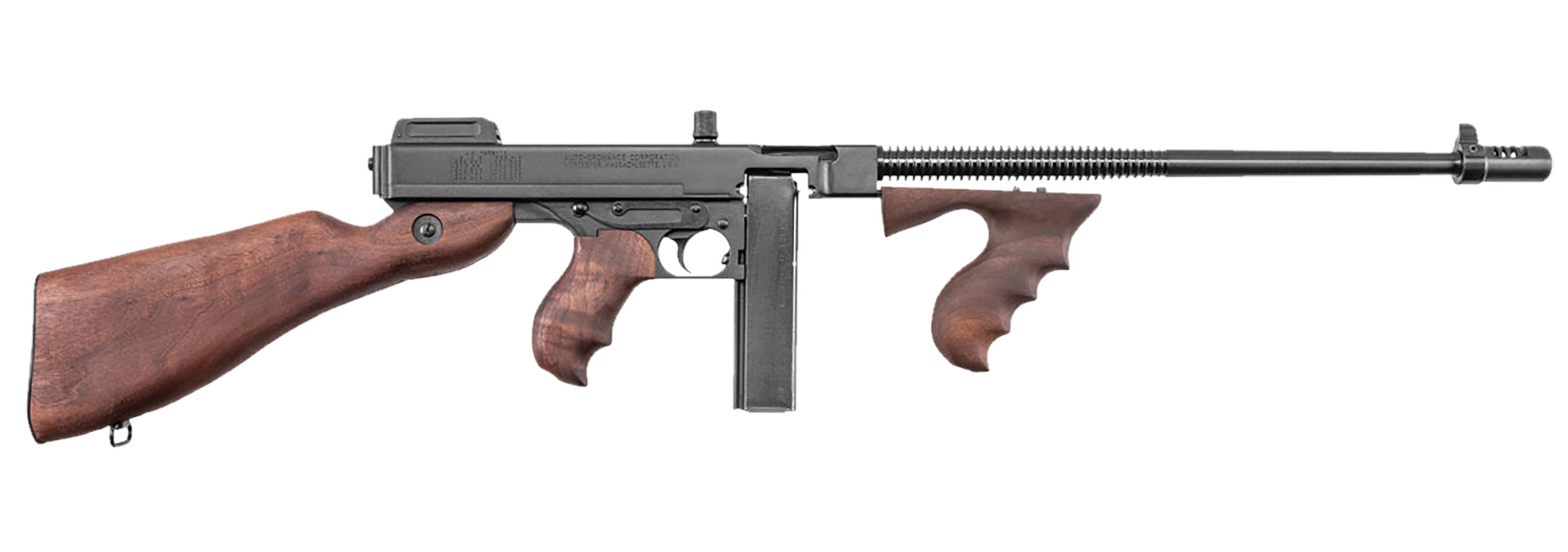 Thompson T1 1927A-1 Deluxe 45 ACP Caliber with 16.50" Barrel, 20+1 Capacity (Stick), Blued Metal Finish, American Walnut Stock Wood Grip Right Hand
