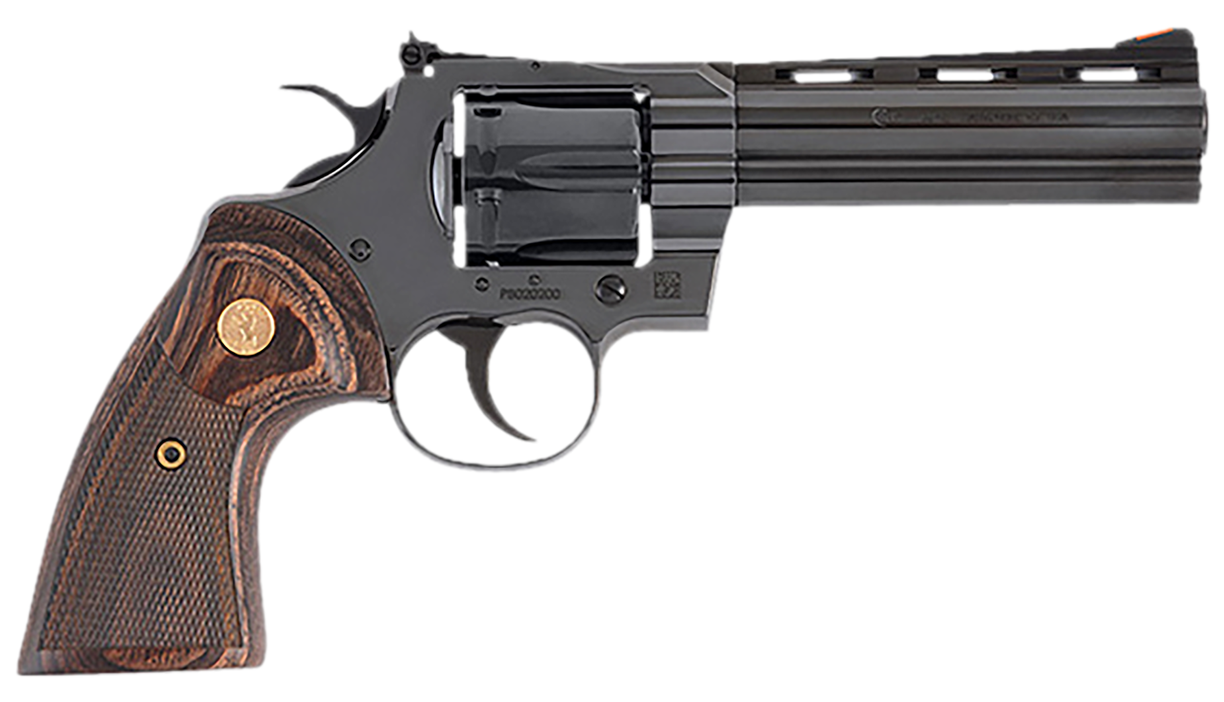 Colt Mfg PYTHONBP5WTS Python  357 Mag38 Special 6 Shot 5" Blued Carbon Steel Vent Rib Barrel, Cylinder & Frame, Wood Grip, Exposed Hammer