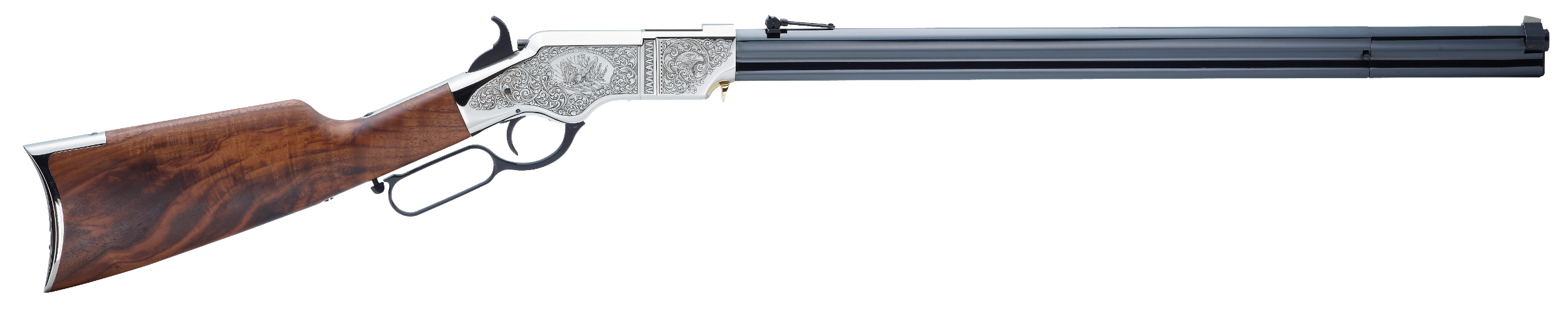 Henry H011SD Original Silver Deluxe Full Size 44-40 Win 13+1 24.50" Blued Octagon Barrel, Engraved Nickel-Plated Steel Receiver, American Walnut Wood Stock Right Hand