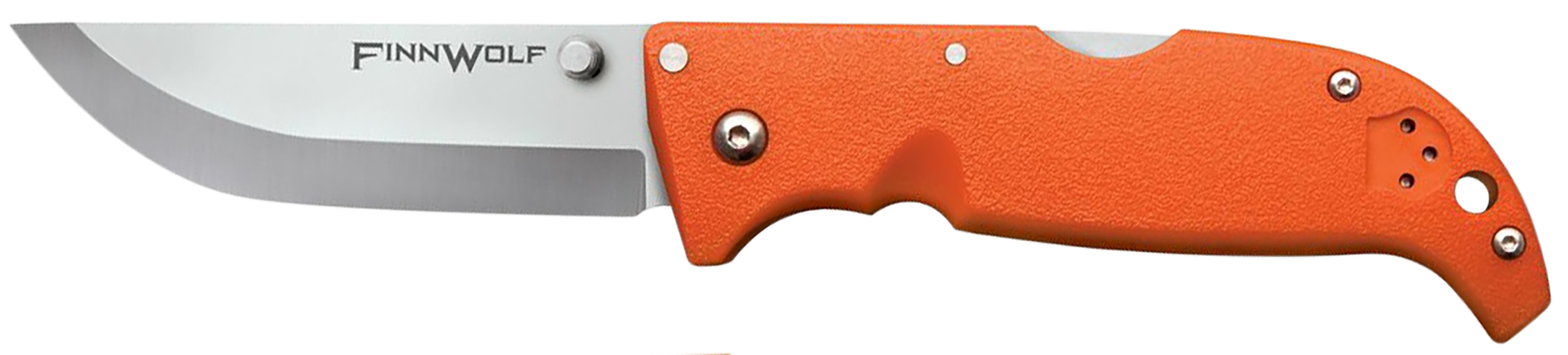 Cold Steel CS20NPJ Finn Wolf 3.50" Folding Straight Back Plain Satin Polished AUS-8A SS Blade/Blaze Orange Griv-Ex Handle Includes Pocket Clip