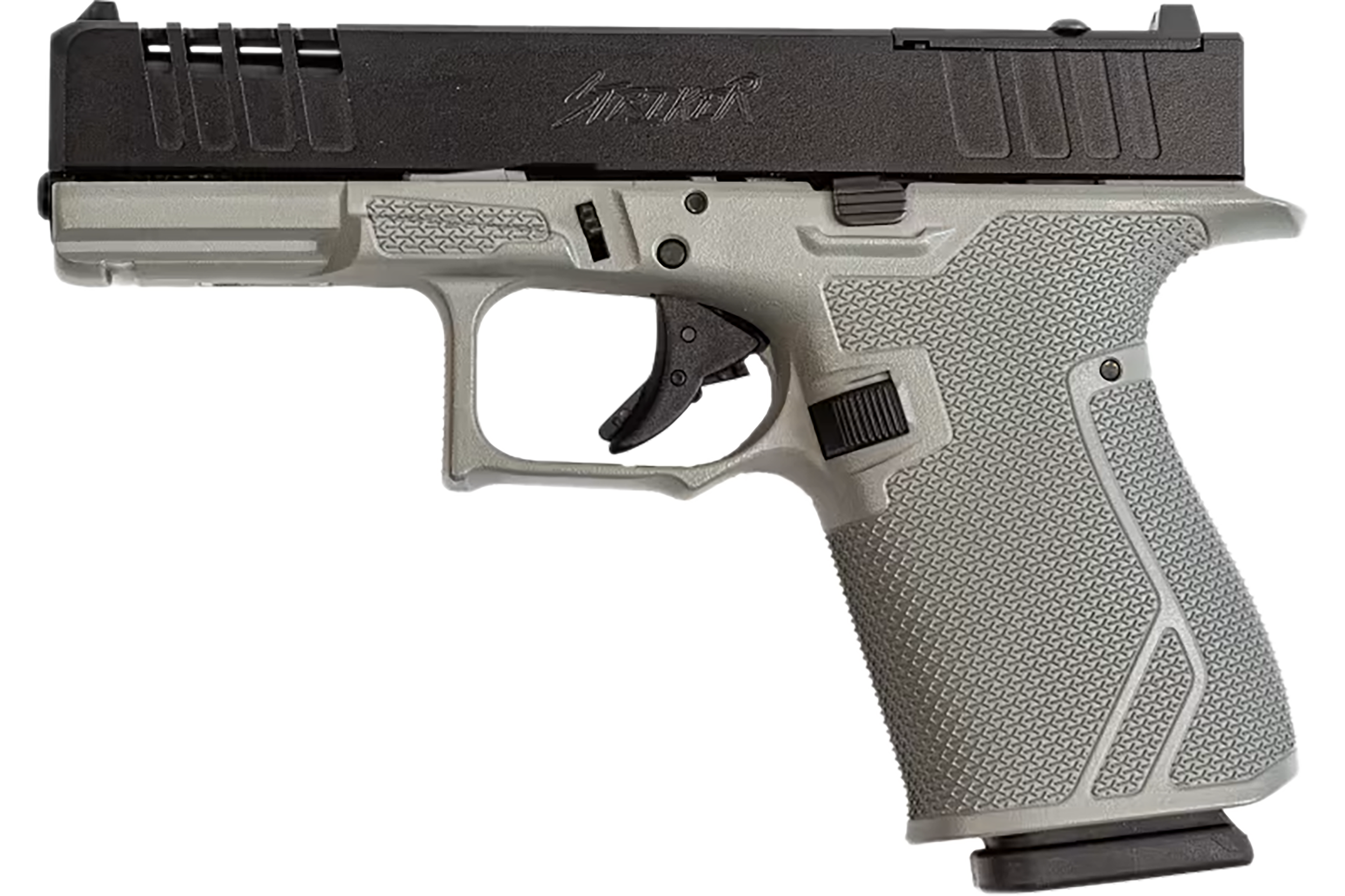 Great Lakes Firearms GL19SRK Striker  9mm 15+1 4" Front/Rear Serrations Cerakote Bull Shark Gray