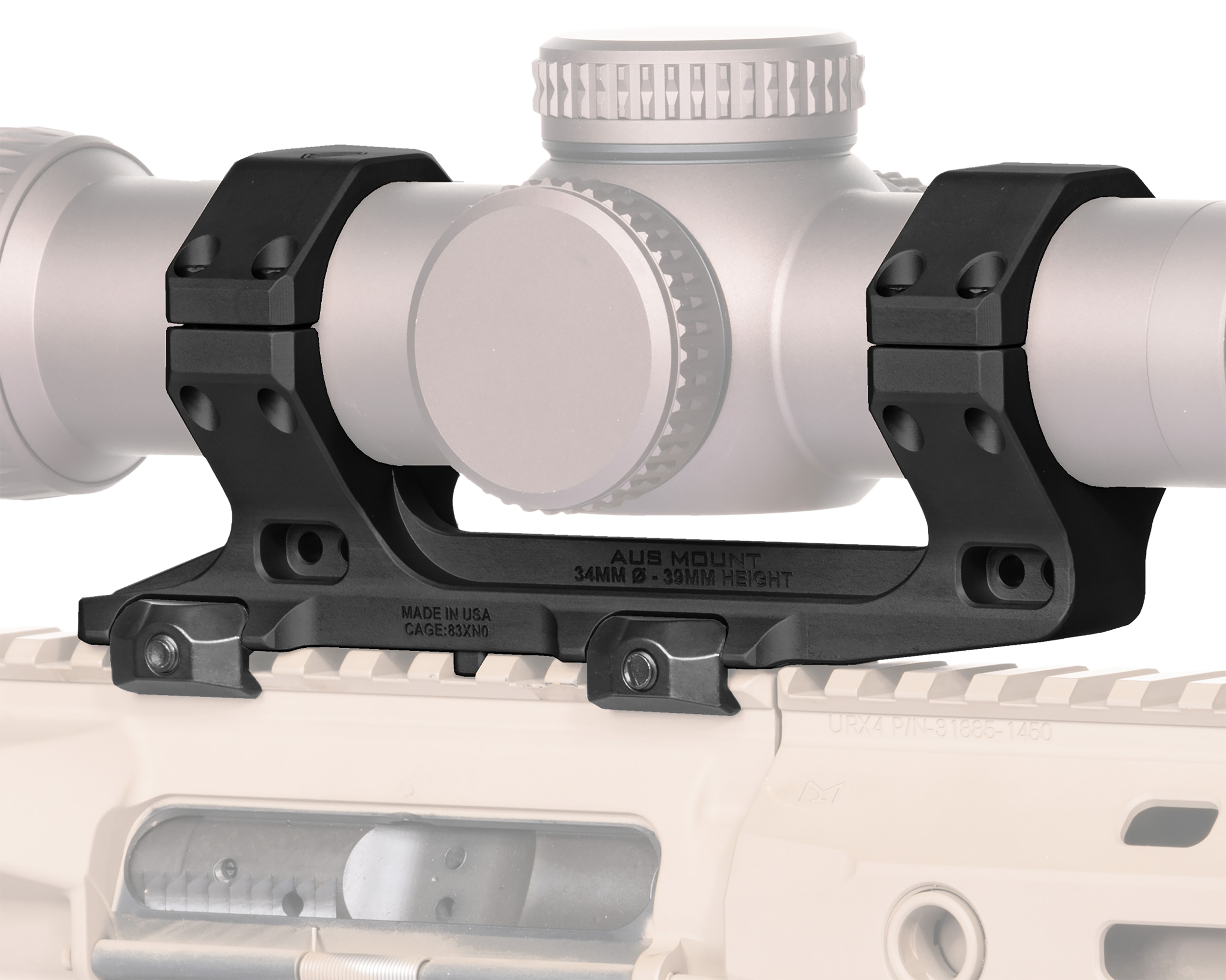 Reptilia LLC 100153 AUS Optic Mount Black 7075-T6 Aluminum 34mm Tube Mil-Spec 1913 Picatinny Rail Mount