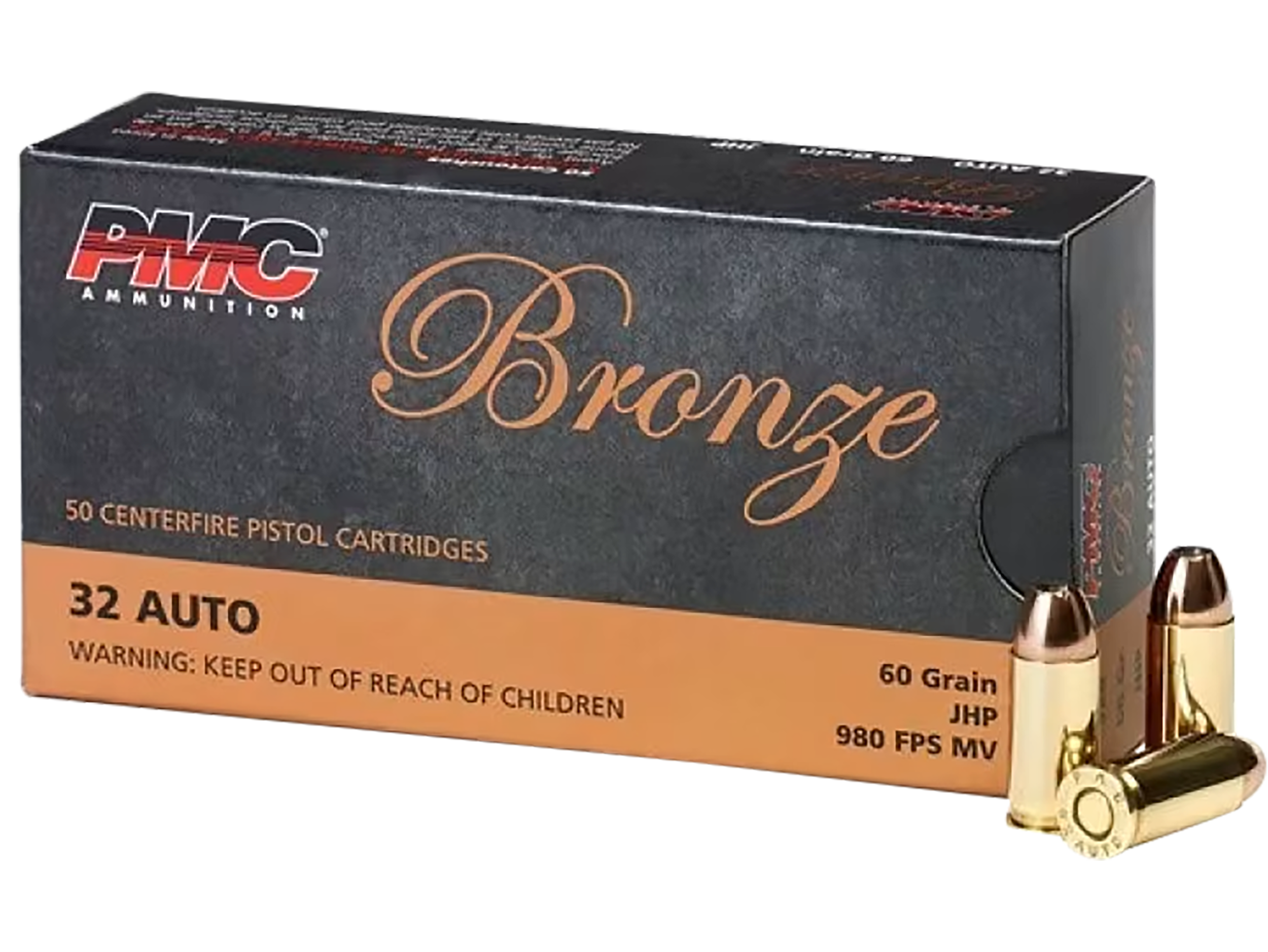PMC 32B Bronze  32ACP 60gr Jacketed Hollow Point 50 Per Box/20 Case