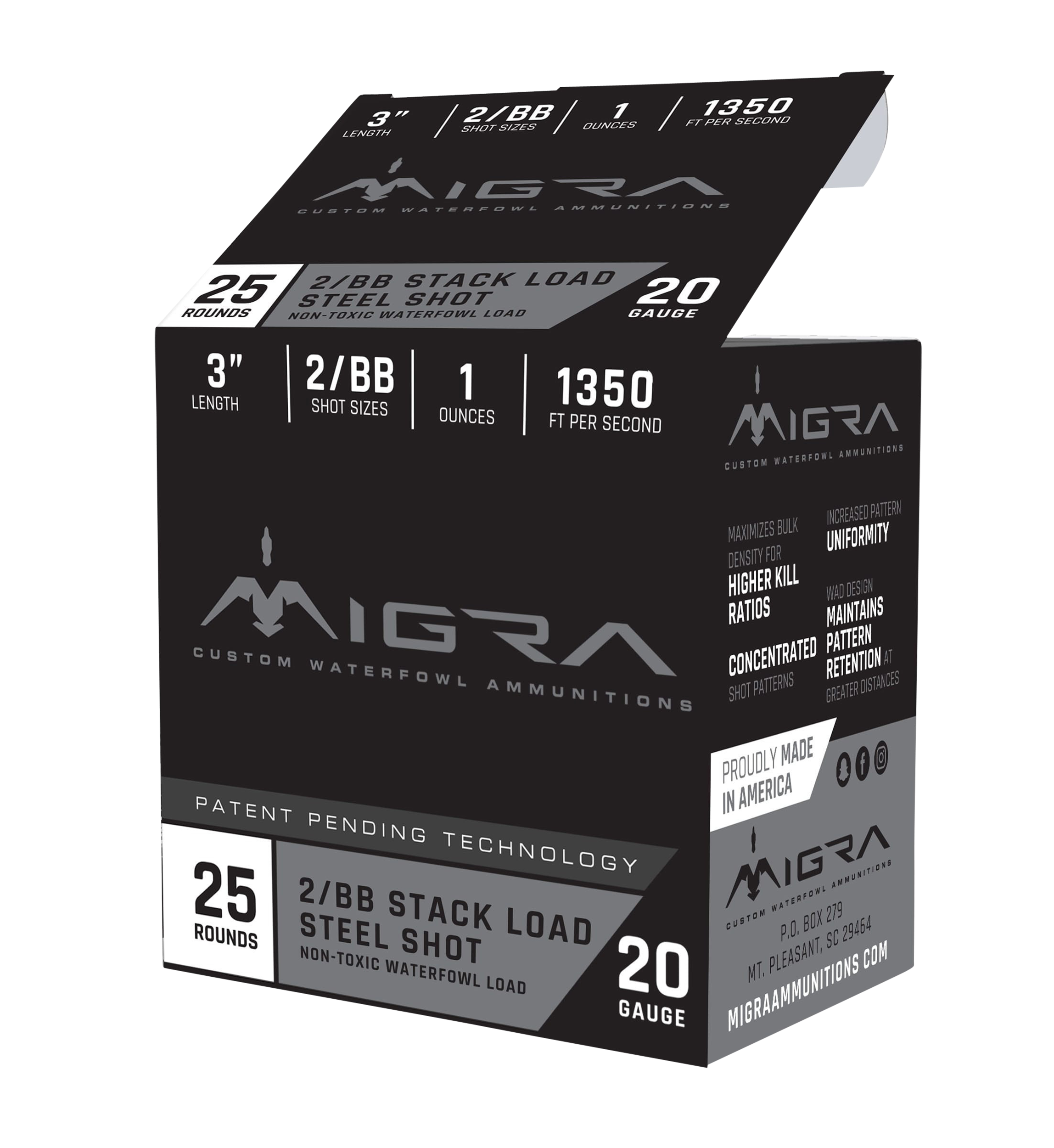 Migra Ammunitions M20S46 Combinational 20Gauge 3" 1oz 4/6Shot 25 Per Box/10 Case