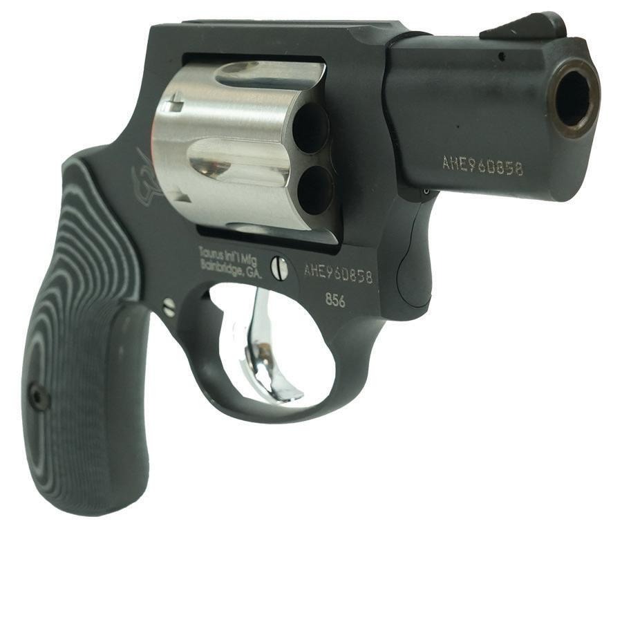 Taurus 856 Concealed Hammer Handgun .38 Spl 6rd Capacity 2" Barrel Matte Black Finish/Stainless Cylinder Grey VZ Grips