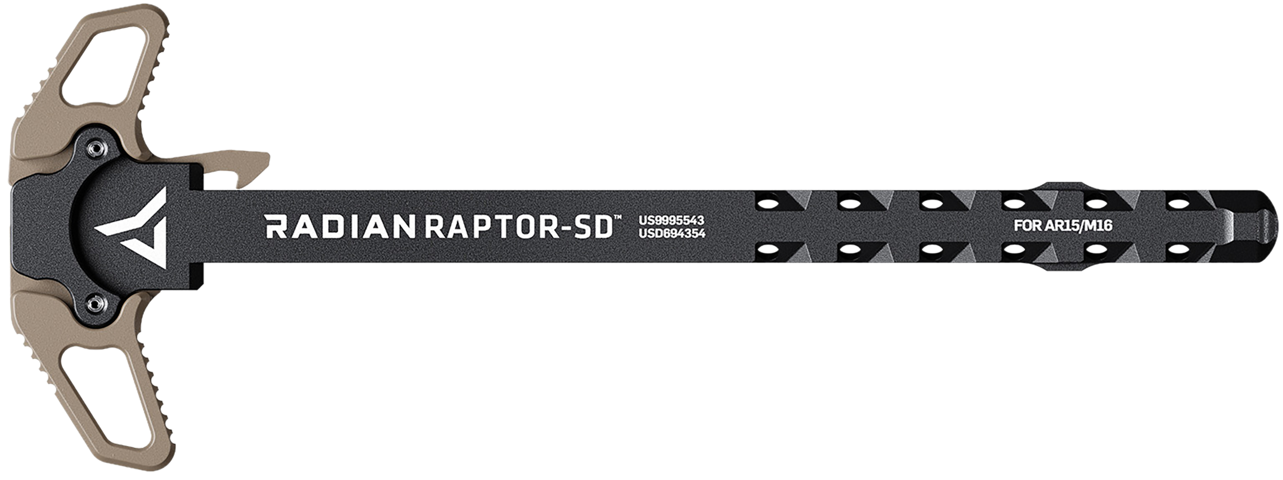 Radian Weapons R0066 Raptor SD Ambi Charging Handle, FDE, Gas Ported Shaft, Fits Mil-Spec AR-15/M16 Platform