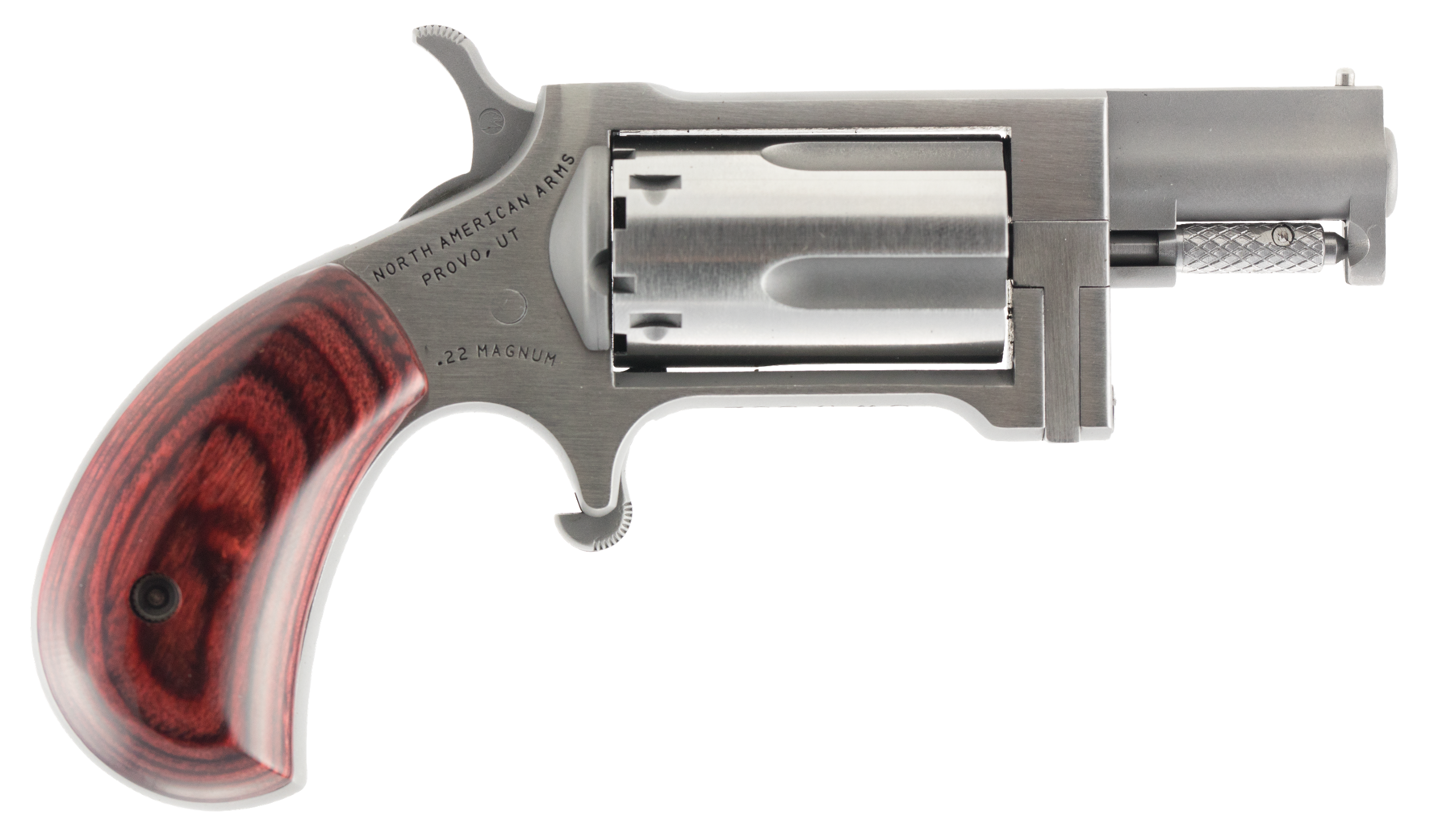 North American Arms SW Sidewinder 22 WMR 5 Shot 1.50" Stainless Steel Barrel, Frame & Cylinder, Rosewood Birdshead Grip Exposed Hammer
