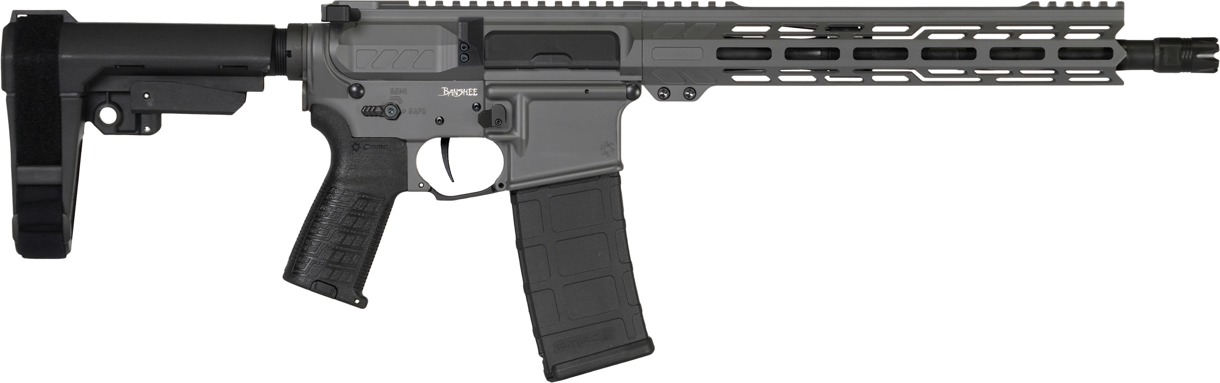 CMMG 30AB20FTNG Banshee MK4 300 Blackout 30+1 12.50" Black Nitride Medium Taper Threaded Barrel, EML 7" M-LOK Handguards, Tungsten Cerakote Aluminum Picatinny Rail Receiver, CMMG Zeroed Grips