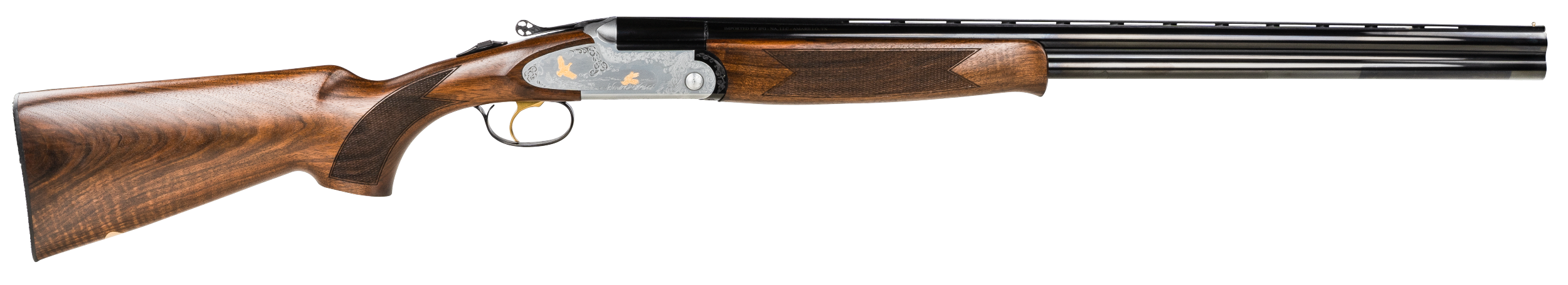 F.A.I.R. FRS6922028 SLX 692 Gold Full Size 20 Gauge Break Open 3" 2rd 28" Blued Over/Under Vent Rib Barrel, Silver Stainless Steel w/Gold Engraved Receiver, Fixed Walnut Stock, Right Hand