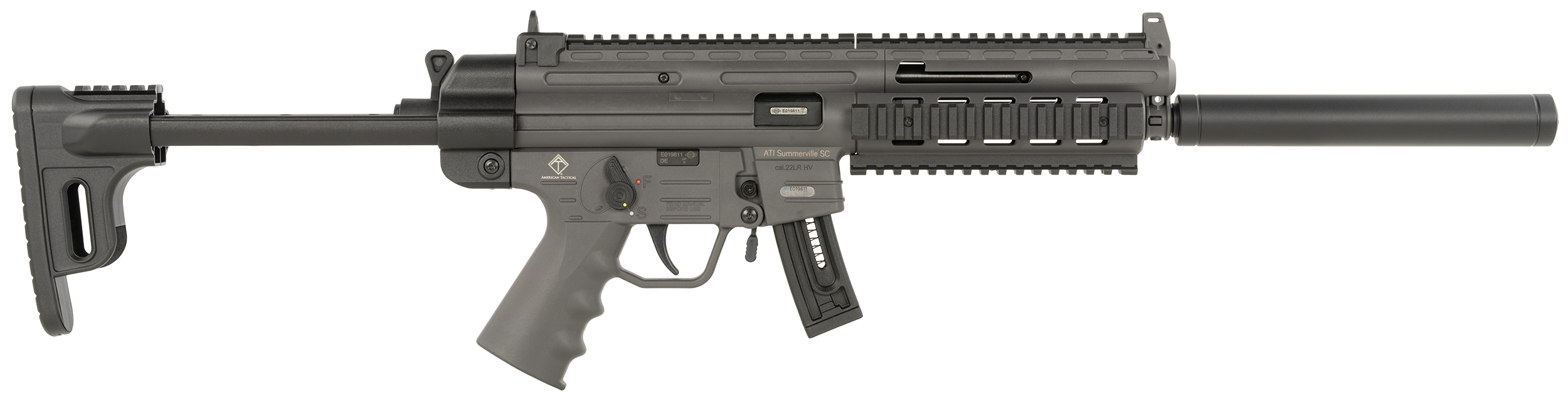 ATI GERGGSG1610S GSG-16  22LR 10+1 16.25" Black Non-Threaded Barrel, Smoke Gray Picatinny Rail Polymer Receiver, M-LOK Handguards, Collapsible w/Storage Compartment Black Synthetic Stock, Smoke Gray P