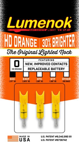 LUMENOK LIGHTED NOCK XBOW HD ORANGE CRESCENT EASTON 3PK