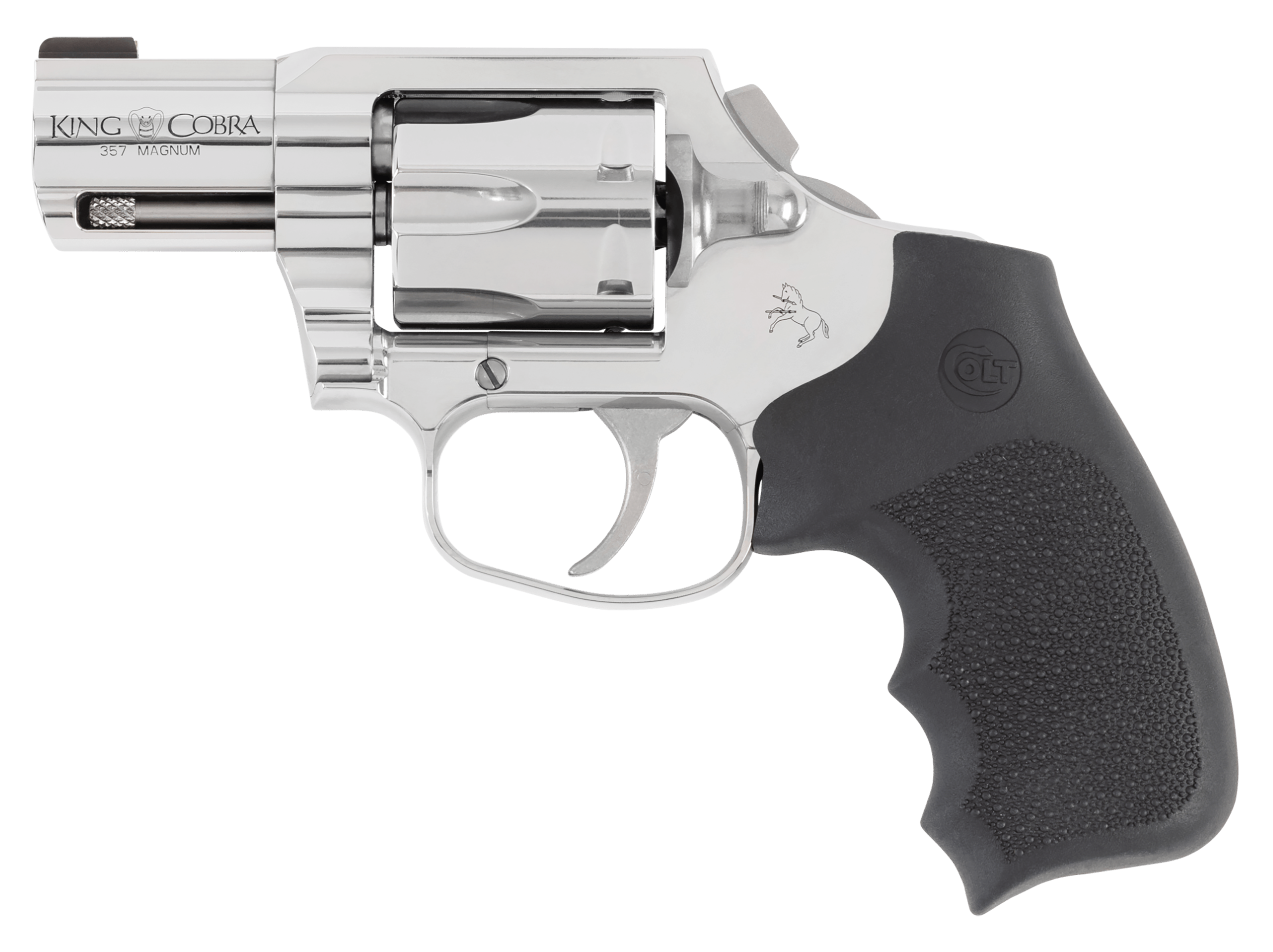 Colt Mfg KCOBRASB2RBB King Cobra 357 Mag 6rd Shot 2" Stainless Steel Barrel, Cylinder & Frame, Black Hogue Overmolded Grip, Exposed Hammer, DAO