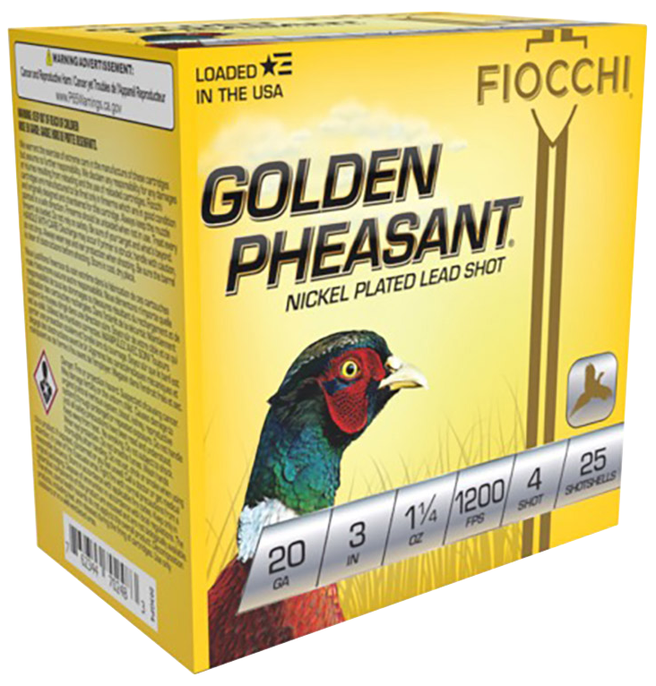 Fiocchi 203GP4 Golden Pheasant Extrema 20Gauge 3" 1 1/4oz 4Shot 25 Per Box/10 Case
